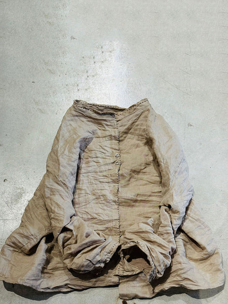 Solid Loose Women Blouse Vintage Collar Stand Ramie FashionChic