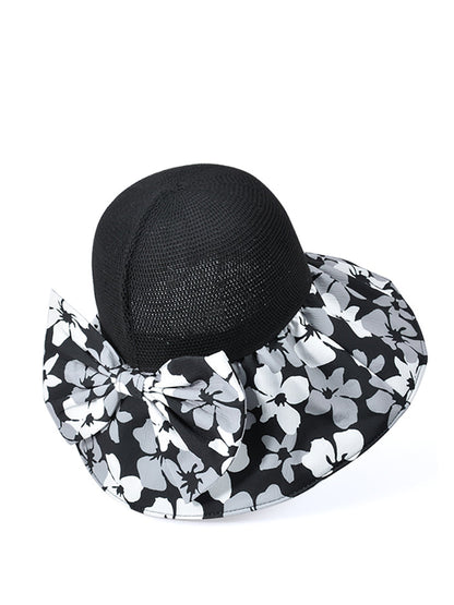 Women Summer Flower Spliced Bowknot Sunproof Hat AA1028 Ada Fashion