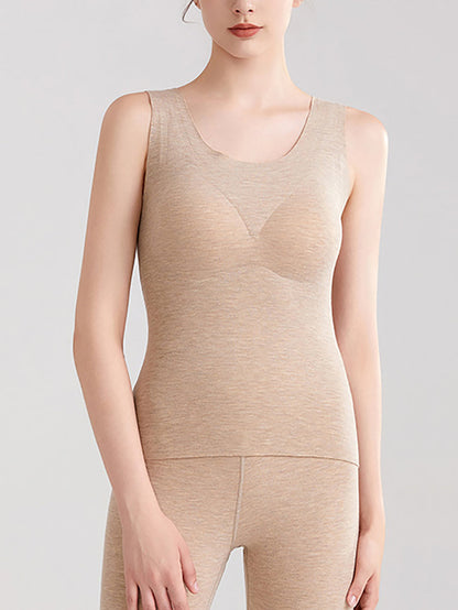 Women Seamless Cashmere Warm With Breast Pads Base QU021 BUYKUD