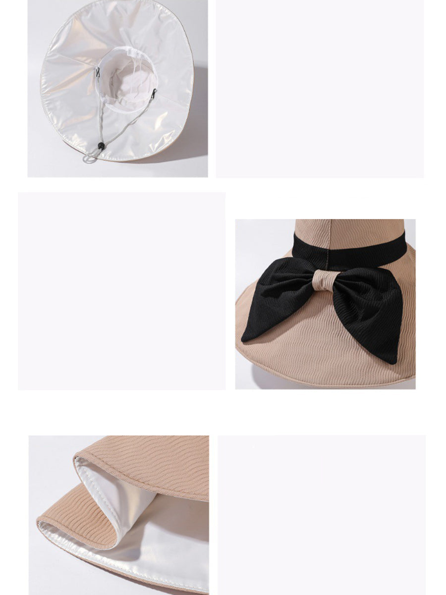 Women Summer Colorblock Sunproof Bowknot Hat QW1022 Ada Fashion