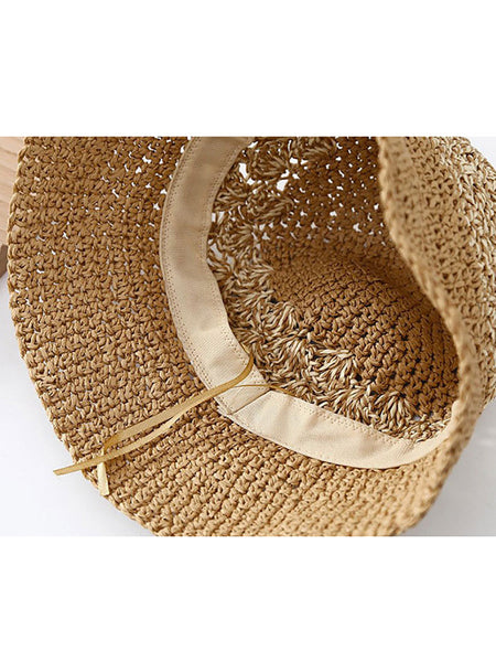 Women Summer Artsy Straw Weave Colorblock Fishman Hat CX049 BUYKUD