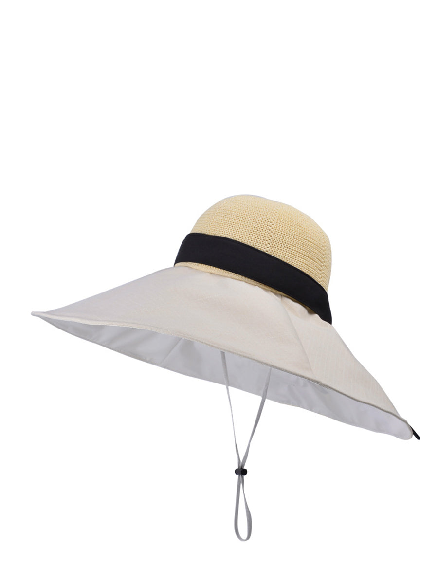 Women Summer Colorblock Large Brim Sunproof Hat WE1002 Ada Fashion