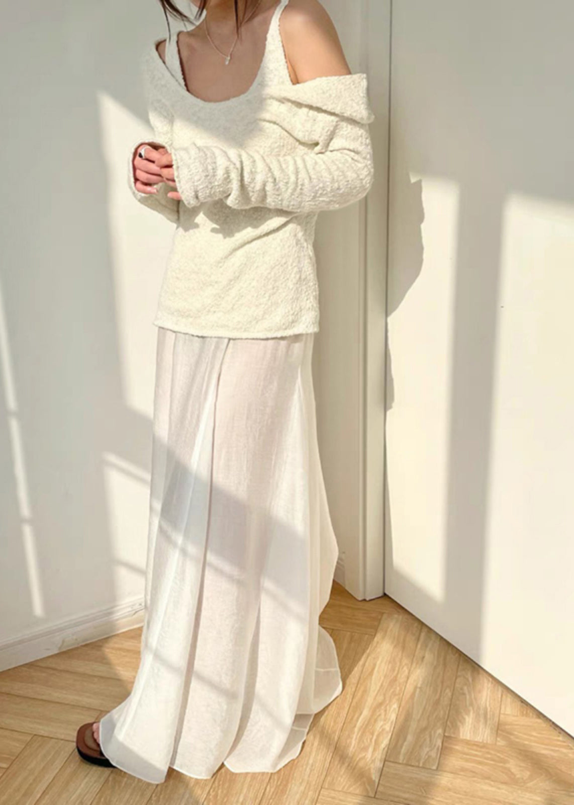 Boutique White O-Neck Asymmetrical Drawstring T Shirts And Maxi Skirt Two Pieces Set Summer AJ1031 shopify