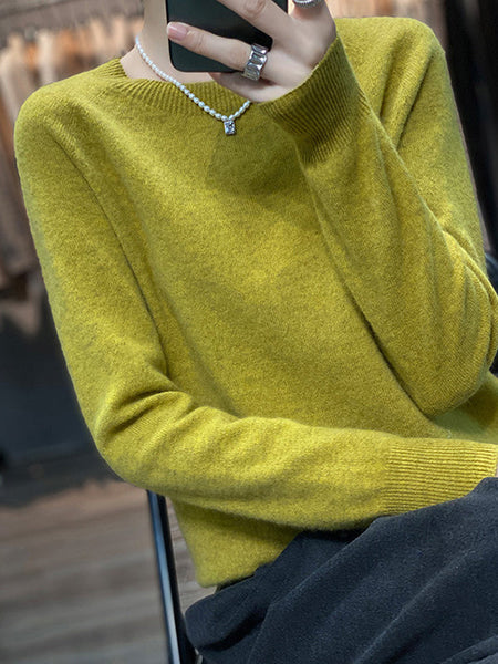 Casual Blue Round-Neck Long Sleeve Sweater AN1059 Genistyle Shop