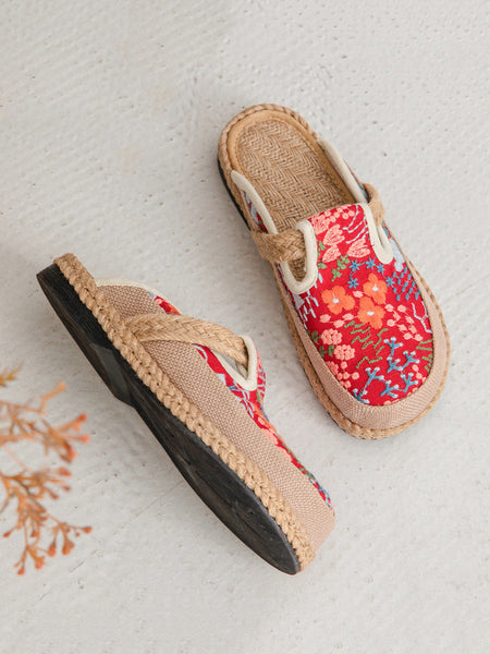 Cotton Ethnic Flower Embroidery Women Slippers Summer FashionChic