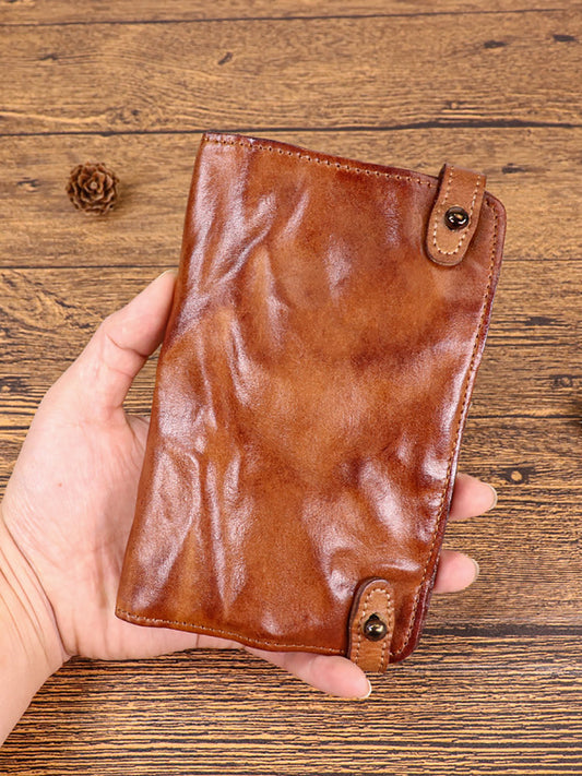 Color Vintage Leather Pure Wallet Women FashionChic