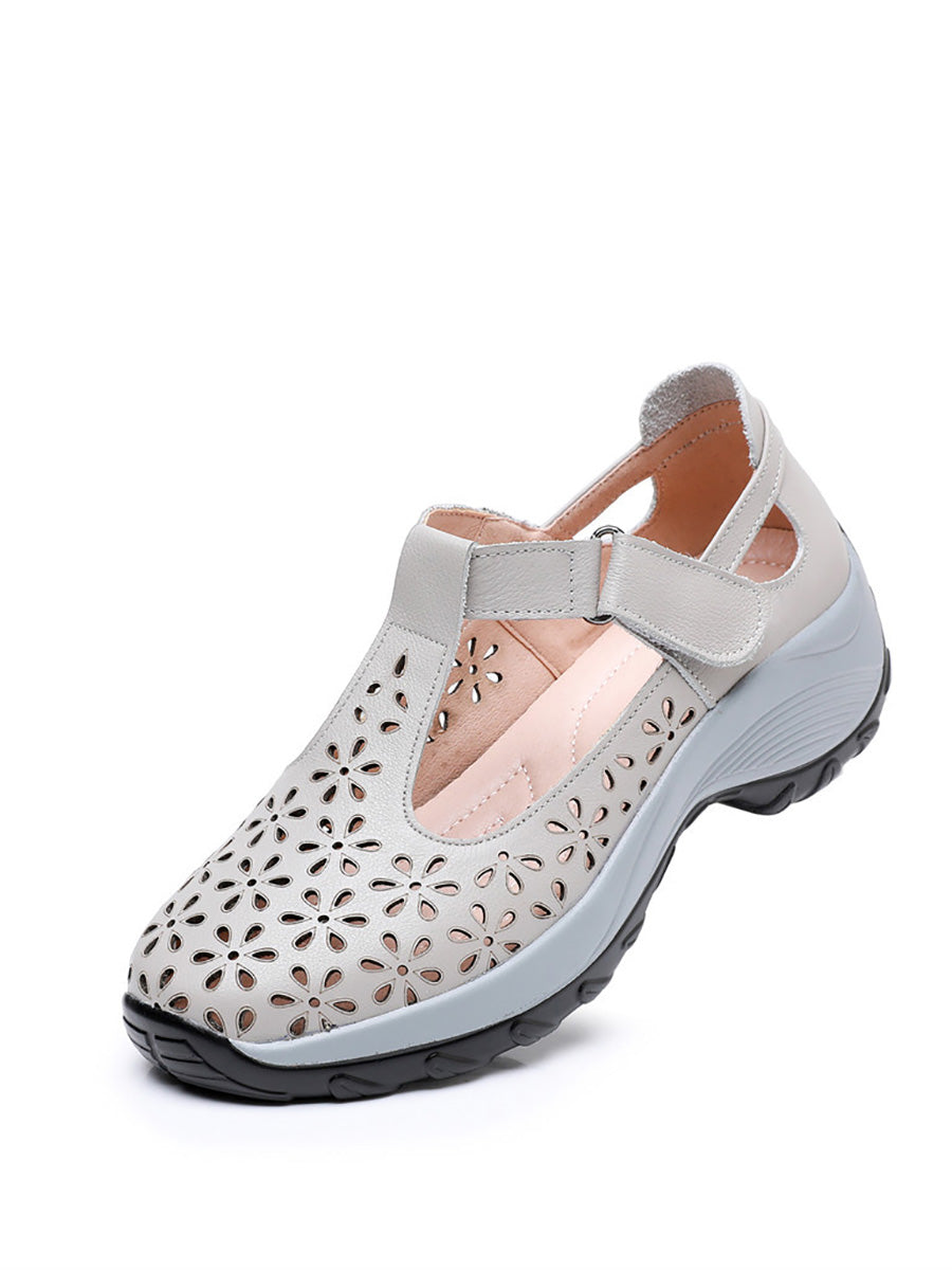 Women Summer Solid Leather Cutout Platform Shoes PA1025 Ada Fashion