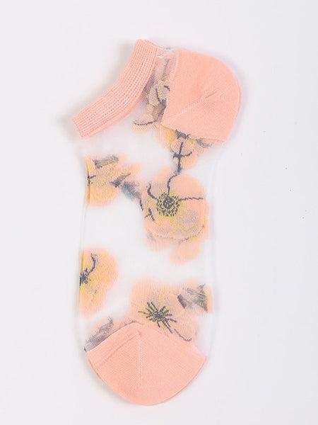 5 Pairs Women Summer Flower Thin Short Socks CX019 WSD