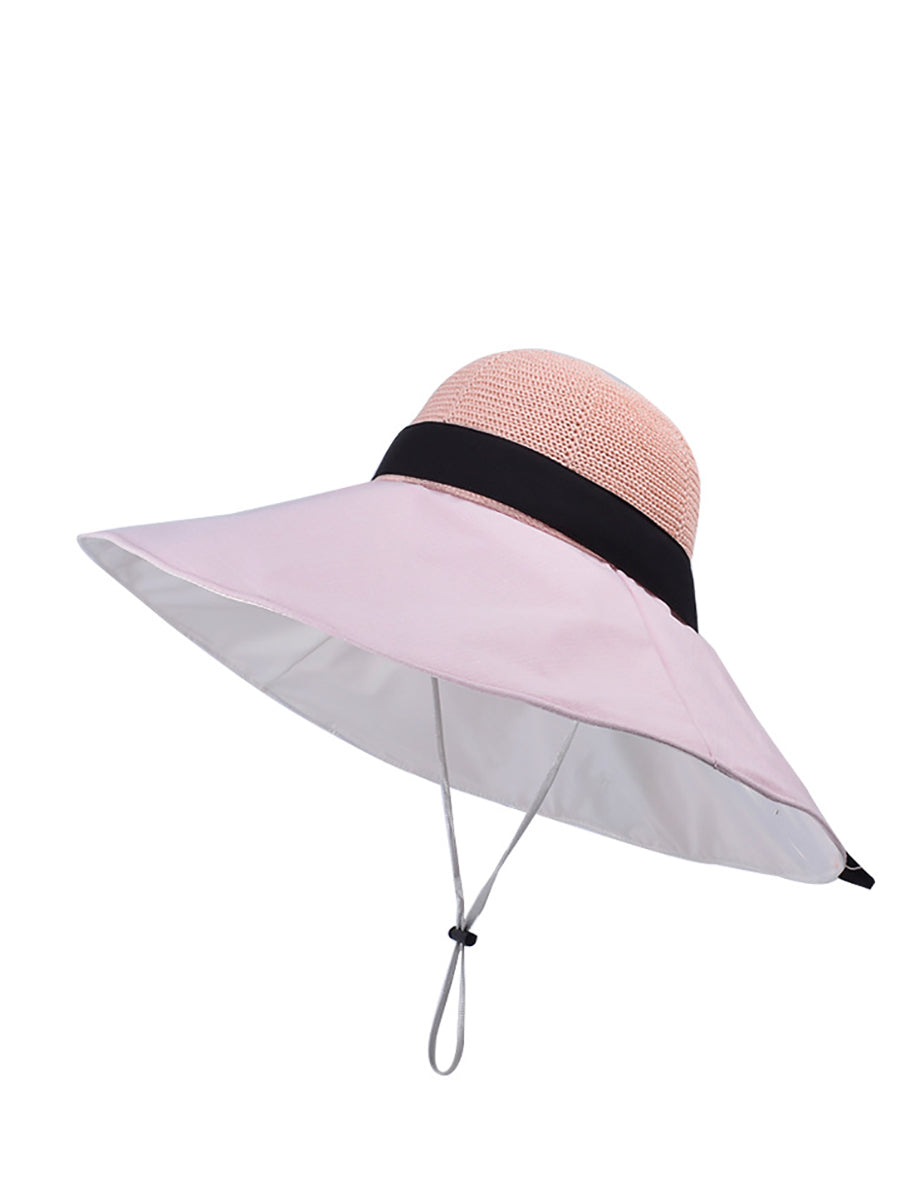 Women Summer Colorblock Large Brim Sunproof Hat WE1002 Ada Fashion