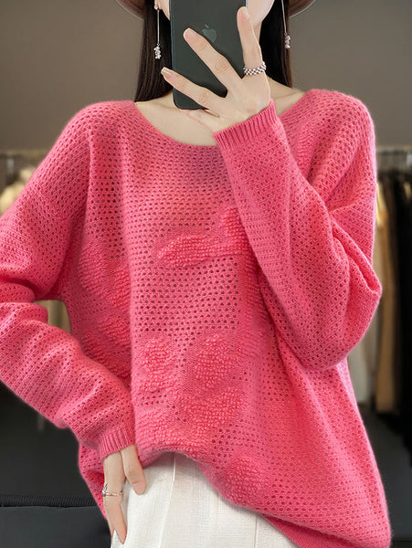 Women Autumn O-Neck Spliced Wool Warm Knit Sweater AV1053 Genistyle Shop