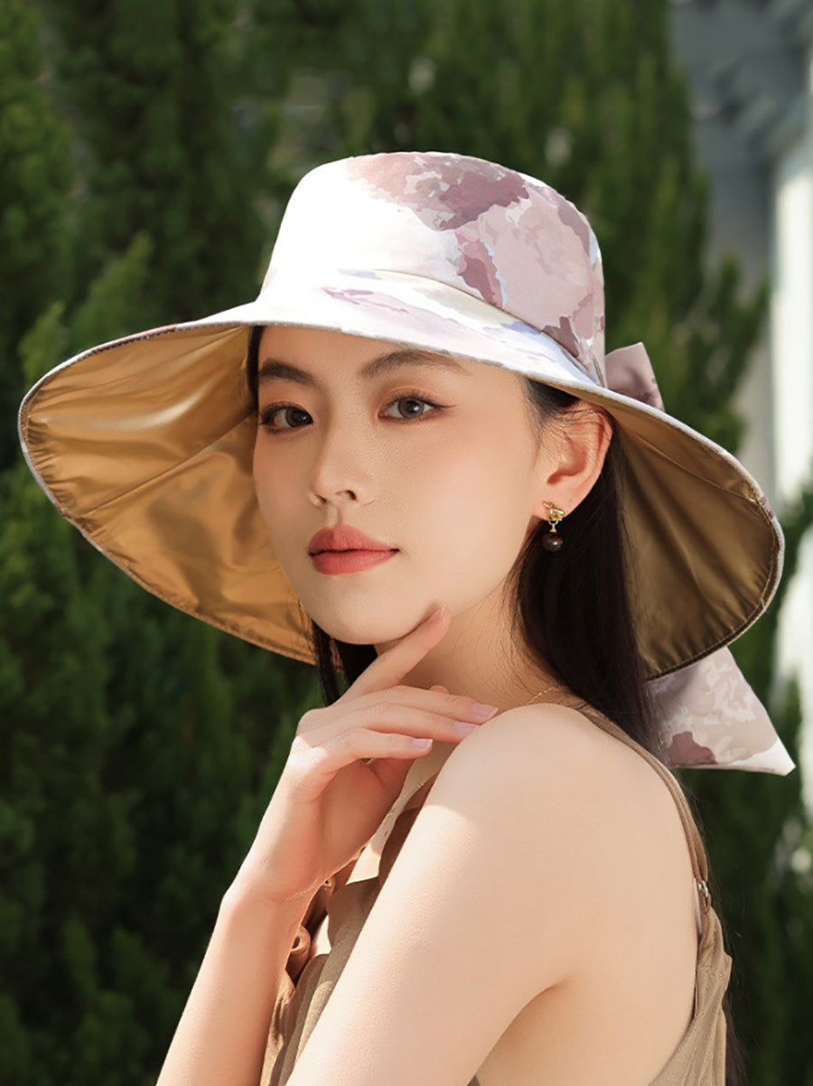 Colorblock Sunproof Bowknot Artsy Women Hat FashionChic