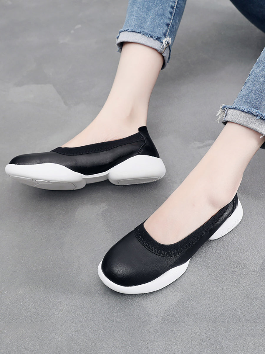 Women Summer Casual Leather Solid Low-Heel Shoes UI1017 Ada Fashion