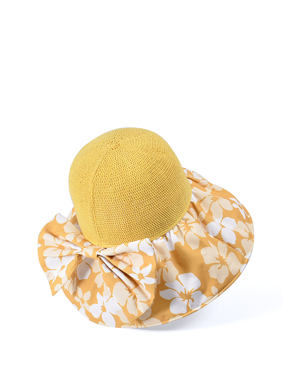 Women Summer Flower Spliced Bowknot Sunproof Hat AA1028 Ada Fashion