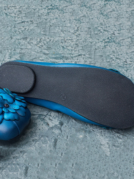 Women Artsy Summer Leather Flower Spiced Flat Shoes ZZ1041 Ada Fashion