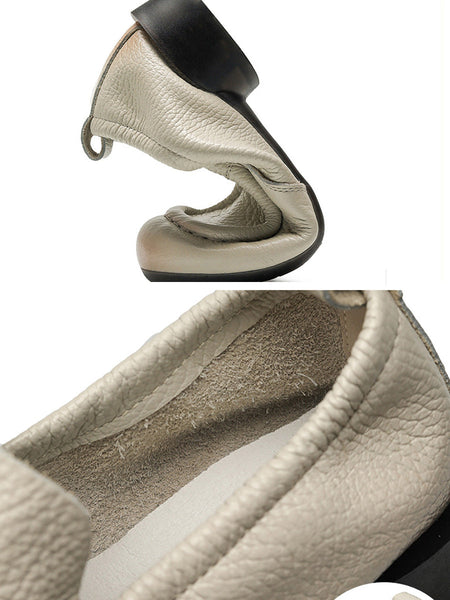 Women Summer Retro Soft Genuine Leather Low Heel Shoes CX013 XRXY