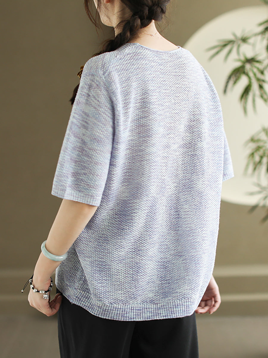 Women Summer Casual Knitted Linen V-Neck Shirt WE1029 Ada Fashion