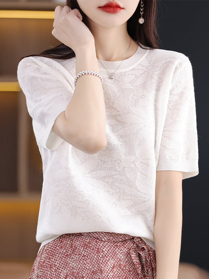 Women Summer Casual Flower Knitted Pullover Shirt WE1019 Ada Fashion