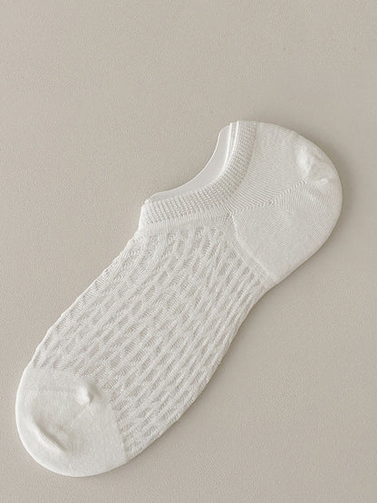 5 Pairs Women Summer Solid Cotton Short Socks RR1008 BUYKUD