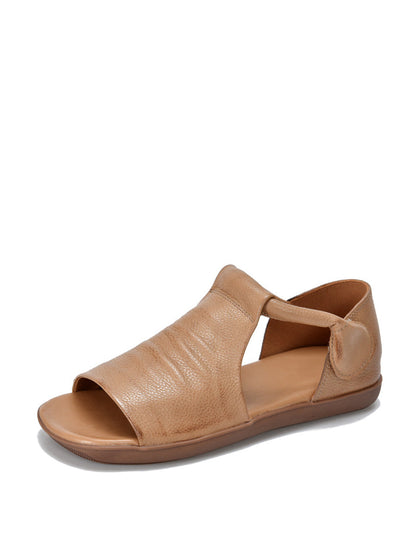 Women Summer Casual Solid Soft Leather Flat Sandals CC003 TZYJ