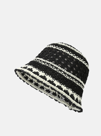 Women Summer Artsy Colorblock Weave Sunproof Hat CX050 BUYKUD