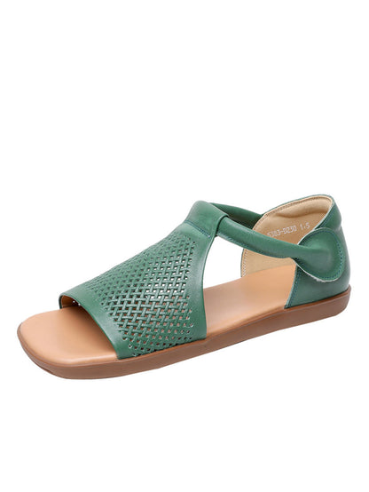 Sandals Leather Flat Hollow Summer Out Casua Women FashionChic
