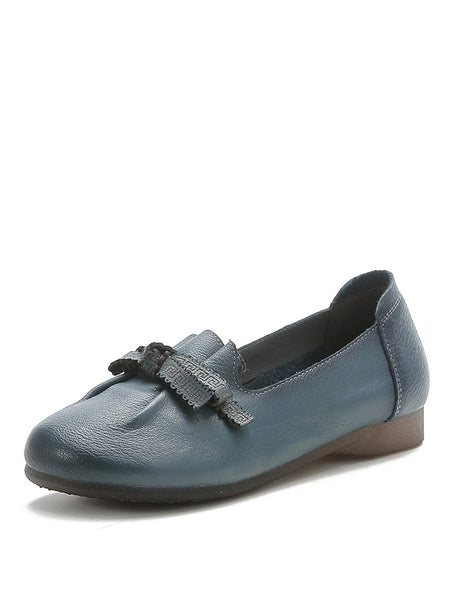 Women Summer Solid Bowknot Spliced Leather Shoes RR1049 BC