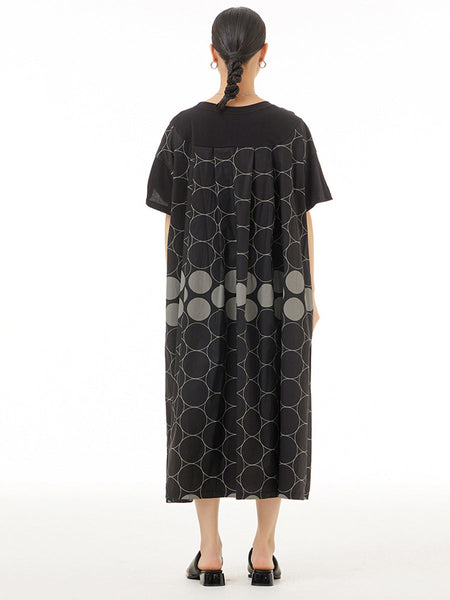 Women Casual Dot Spliced Summer Loose Dress KL1001 Ada Fashion