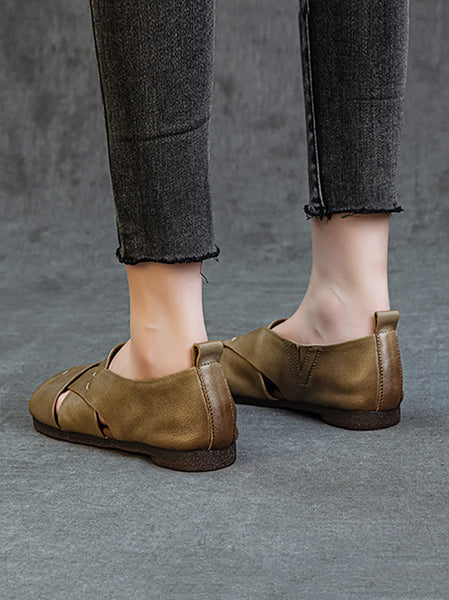 Vintage Flat Women Genuine Leather Sandals FashionChic