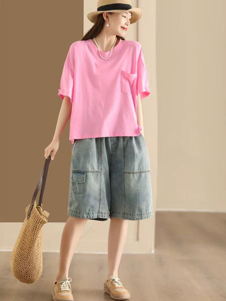 Women Summer Casual Solid Loose Cotton Shirt TY1004 Ada Fashion