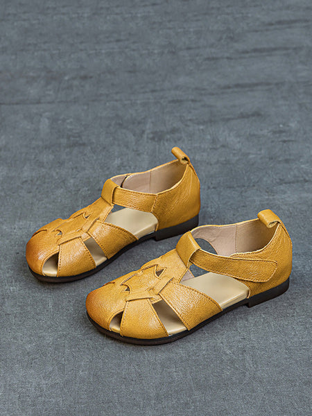 Leather Summer Soft Women Spliced Sandals FashionChic