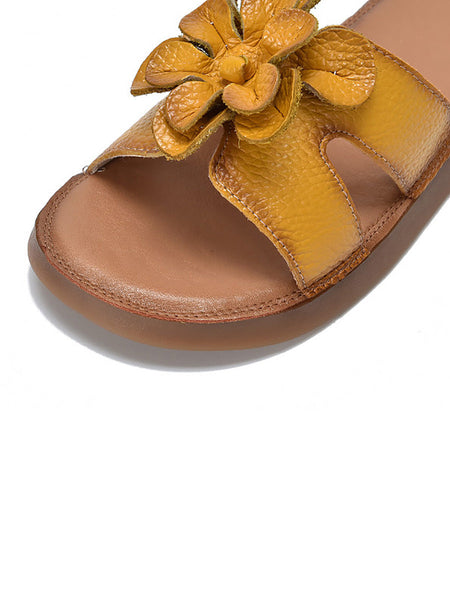 Slippers Genuine Flower Women Casual Leather FashionChic