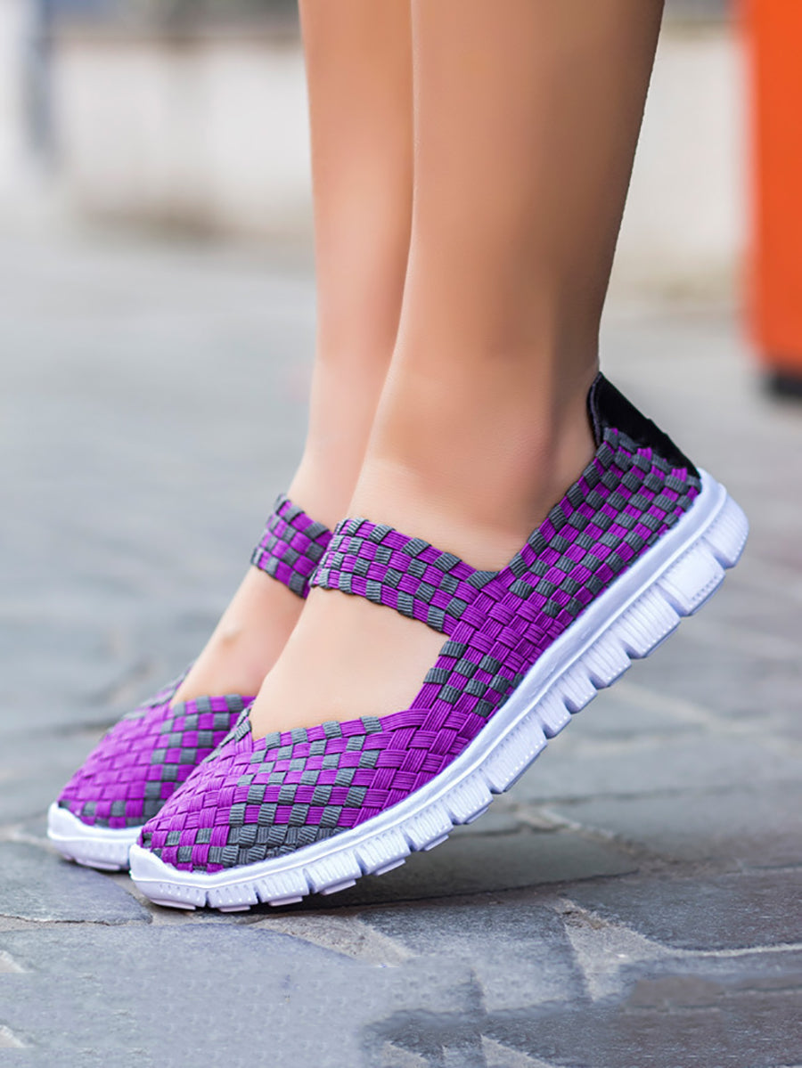 Women Summer Casual Colorblock Weave Flat Shoes RR1017 SADAF