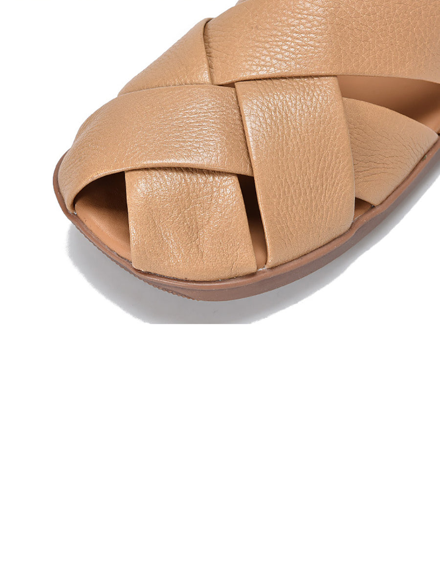 Women Summer Soft Leather Solid Flat Sandal WE1009 Ada Fashion