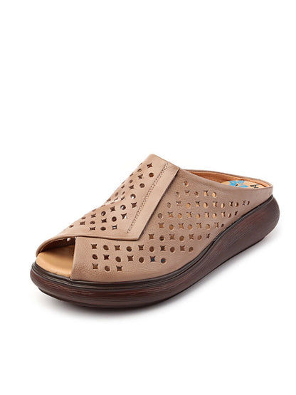 Women Summer Casual Leather Cutout Flat Sandals HH047 HNXZ