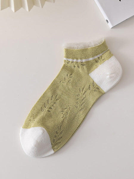 5 Pairs Women Artsy Summer Thin Cutout Socks II1032 BUYKUD