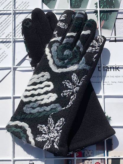 Women Winter Ethnic Warm Outdoor Gloves AT1095 BUYKUD