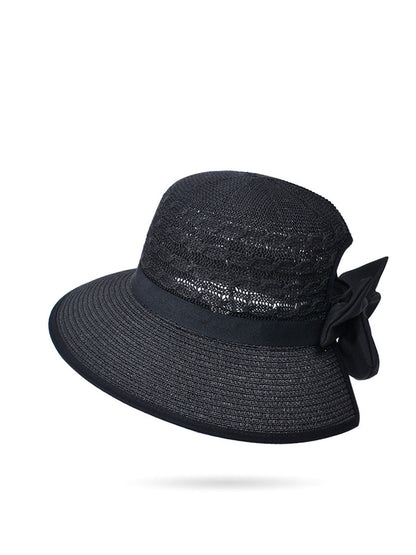 Women Summer Casual Straw Weave Bowknot Sunproof Hat CC038 BUYKUD