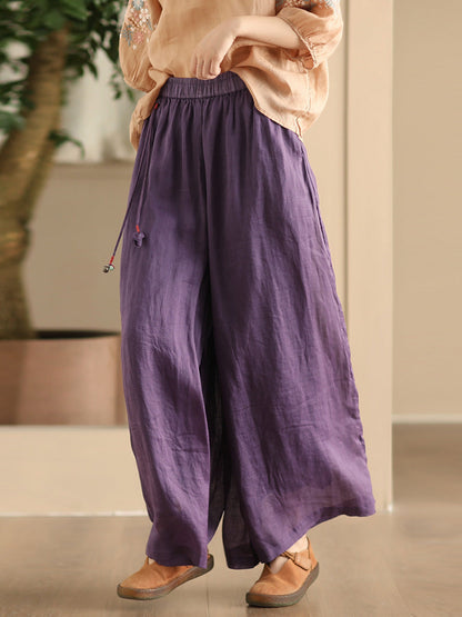 Women Summer Dual-layer Wide-leg Ramie Pants FD049 ZMMM