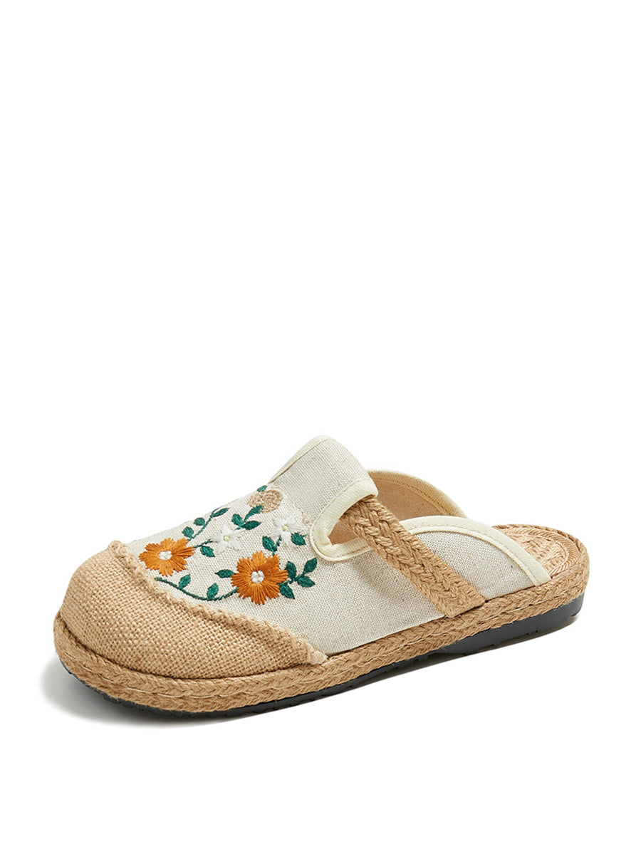 Women Summer Ethnic Flower Embroidery Slippers CC050 TACH