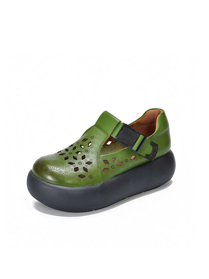 Out Hollow Casual Leather Women Genuine Shoes Summer Platform FashionChic