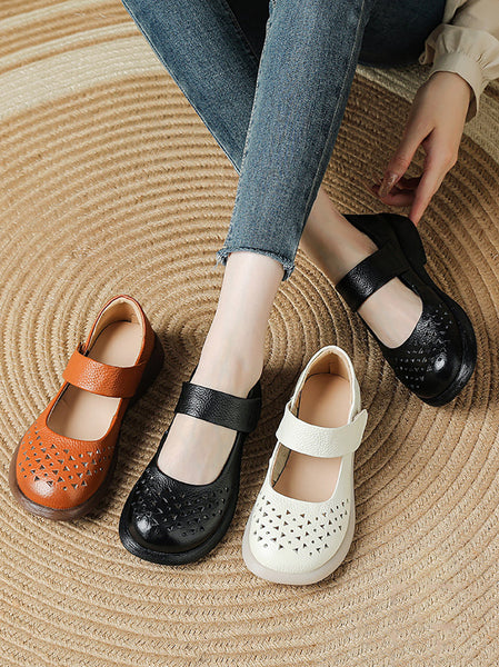 Shoes Leather Platfrom Out Vintage Hollow Women Summer FashionChic