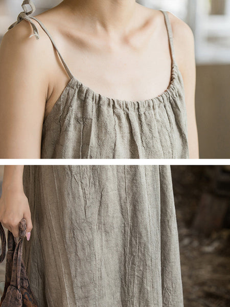 Plus Size Women Summer Vintage Solid Loose Vest Dress II1058 BXF