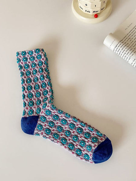 5 Pairs Women Auutmn Artsy Floral Socks AT1009 BUYKUD