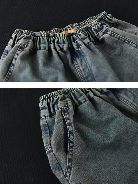 Women Summer Casual Embroidery Denim Harem Pants CV1047 Ada Fashion