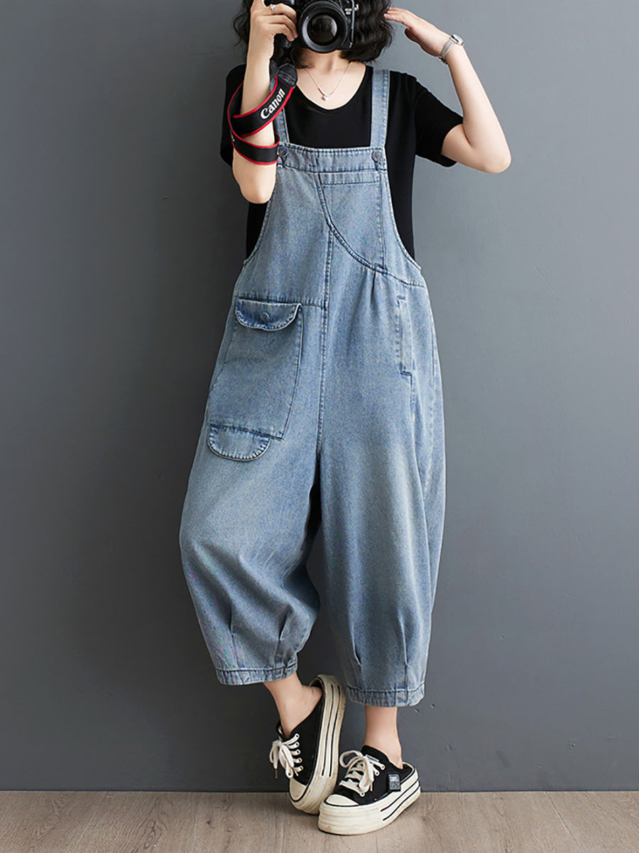 Women Summer Solid Casual Loose Denim Jumpsuits XX1050 Ada Fashion