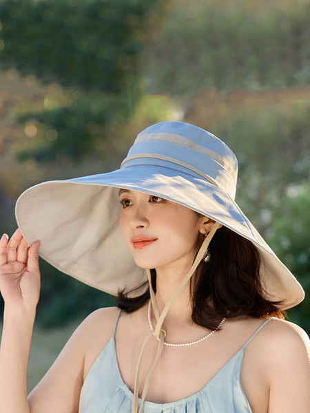 Sunproof Large Brim Women Stripe Hat Casual FashionChic