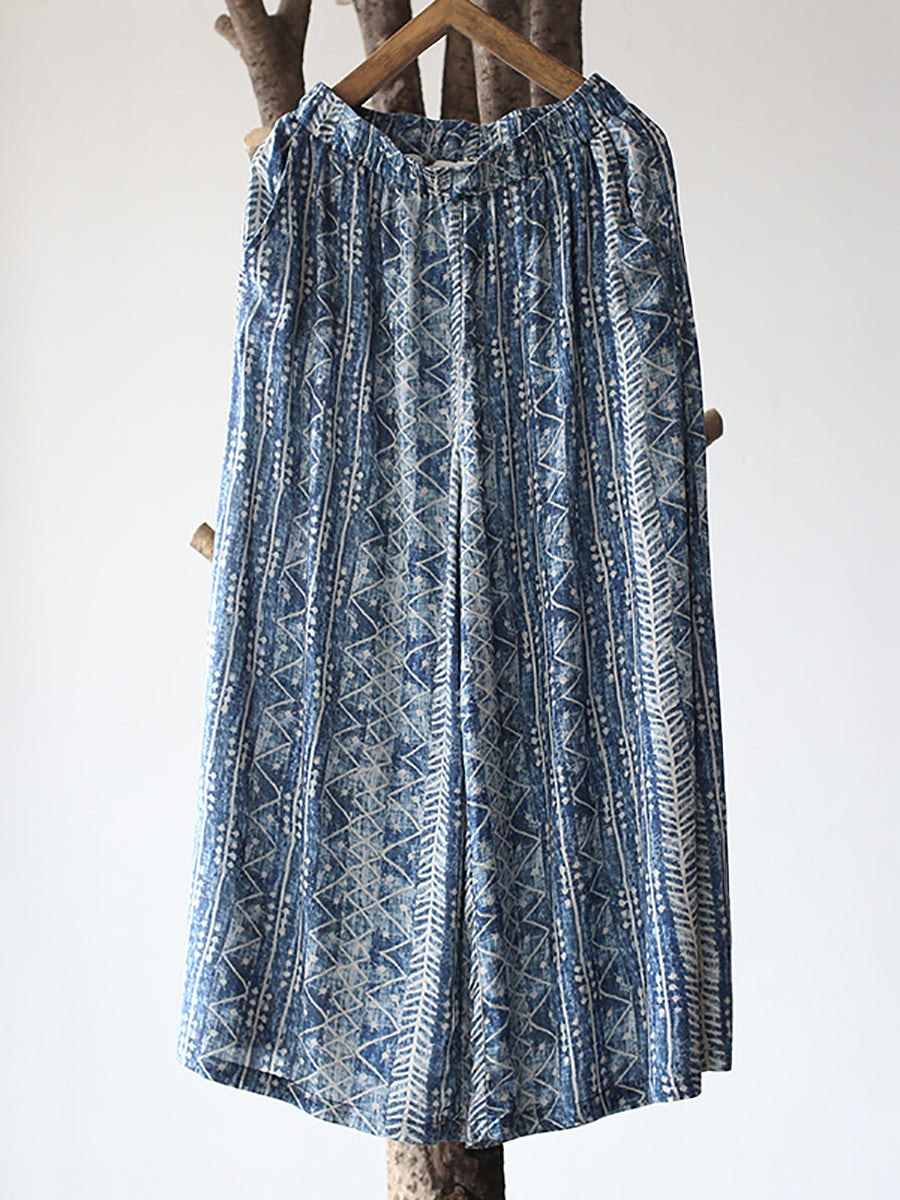 Women Summer Ethnic Batik Wide-leg Loose Pants LL001 XIM