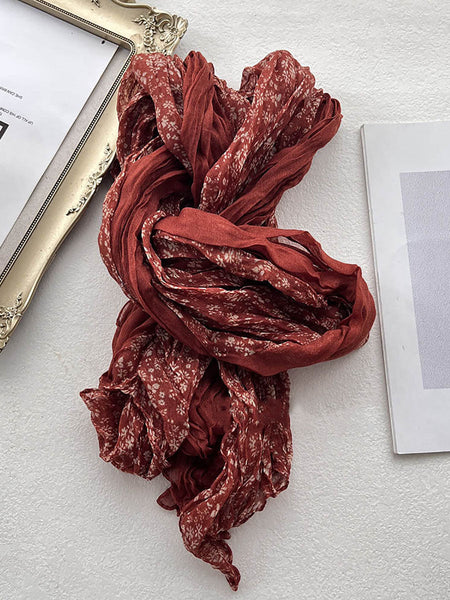 Women Retro Floral Colorblock Cotton Linen Shawl Scarf BA1020 Genistyle Shop