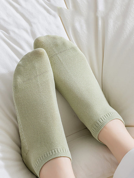Women Color 5 Cotton Casual Pairs Socks Pure FashionChic