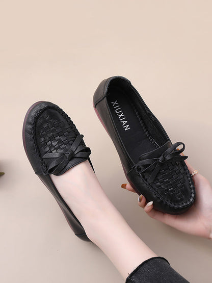 Women Summer Casual Solid Soft Leather Weave Flat Shoes FG1019 Ada Fashion